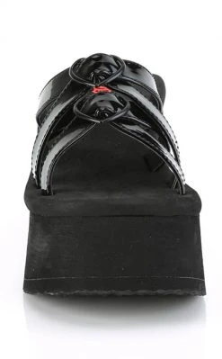 Demonia Shoes FUNN-15 Black Patent Heart Slides