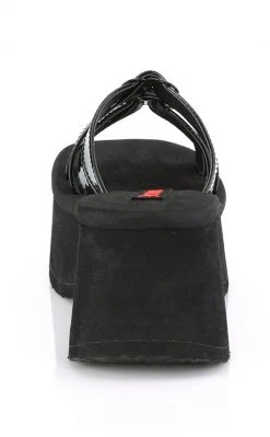 Demonia Shoes FUNN-15 Black Patent Heart Slides