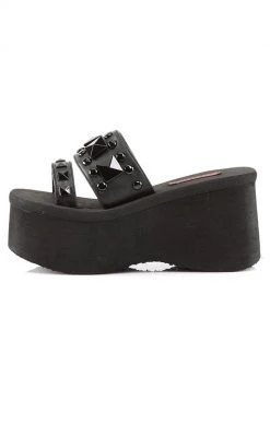 Demonia Shoes FUNN-18 Black Platform Slide Sandals