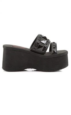 Demonia Shoes FUNN-18 Black Platform Slide Sandals