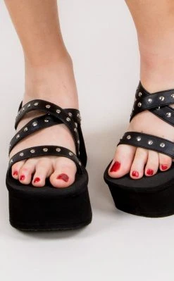 Demonia Shoes FUNN-19 Black Platform Slide Sandals