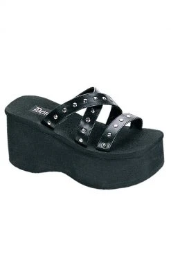 Demonia Shoes FUNN-19 Black Platform Slide Sandals