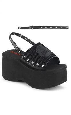 Demonia FUNN-32 Black Platform Slide Sandals Shoes