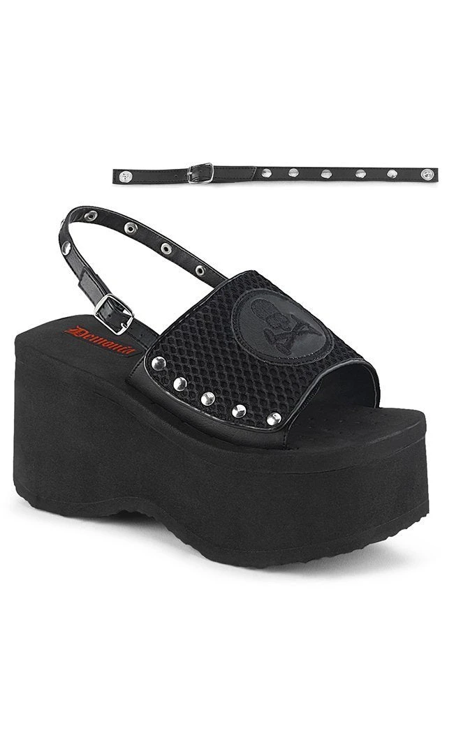 Demonia FUNN-32 Black Platform Slide Sandals Shoes 3 Demonia FUNN-32 Black Platform Slide Sandals Shoes
