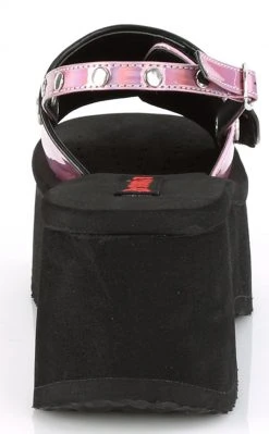 Demonia FUNN-32 Pink Holographic Platform Slide Sandals Shoes