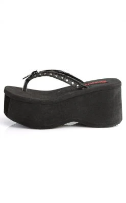 Demonia Shoes FUNN-33 Black Platform Slide Sandals 9 Demonia Shoes FUNN-33 Black Platform Slide Sandals