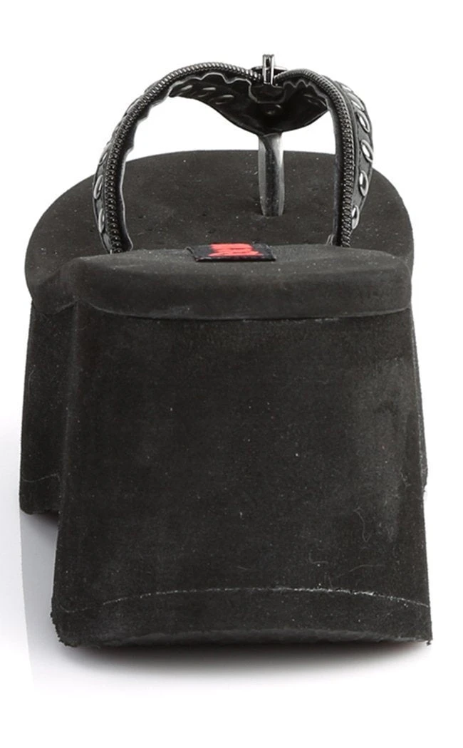 Demonia Shoes FUNN-33 Black Platform Slide Sandals 6 Demonia Shoes FUNN-33 Black Platform Slide Sandals