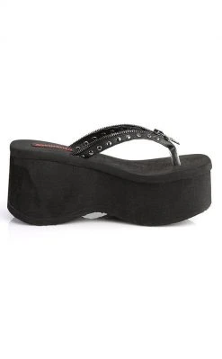 Demonia Shoes FUNN-33 Black Platform Slide Sandals 11 Demonia Shoes FUNN-33 Black Platform Slide Sandals
