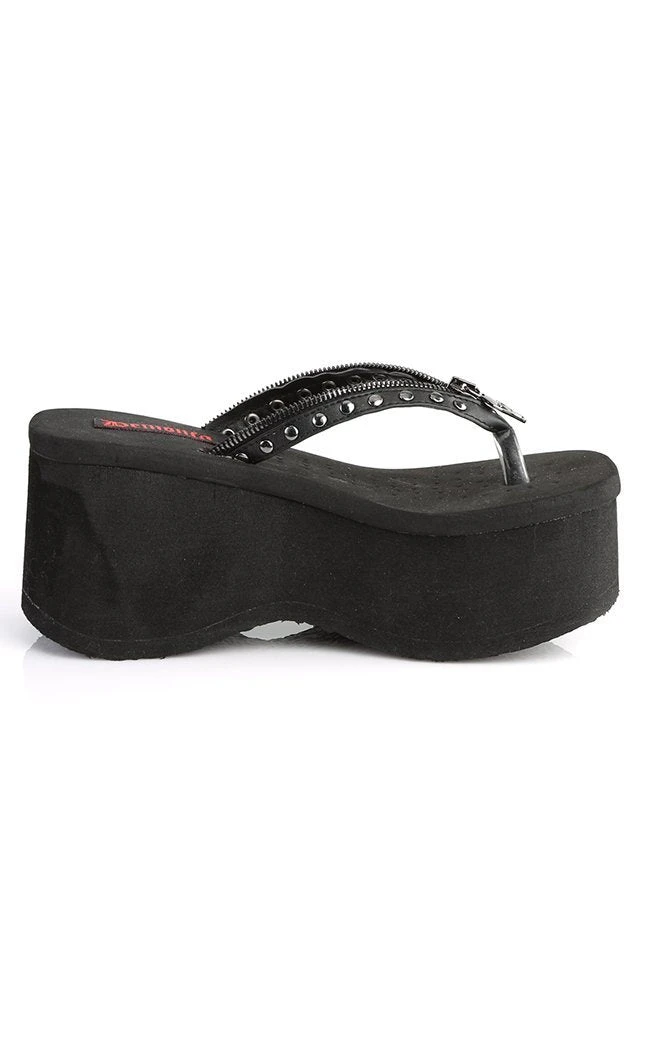 Demonia Shoes FUNN-33 Black Platform Slide Sandals 7 Demonia Shoes FUNN-33 Black Platform Slide Sandals