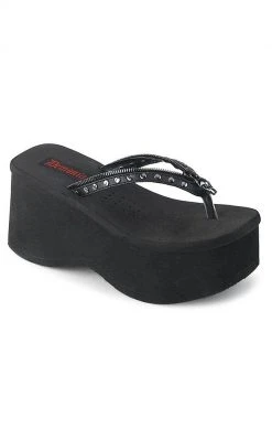Demonia Shoes FUNN-33 Black Platform Slide Sandals