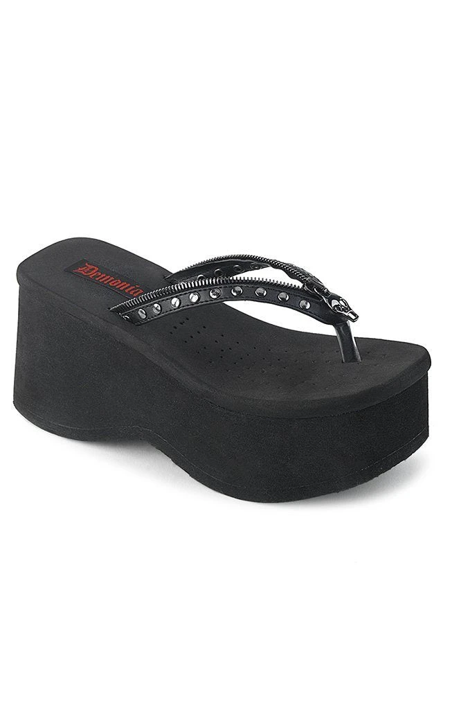 Demonia Shoes FUNN-33 Black Platform Slide Sandals 3 Demonia Shoes FUNN-33 Black Platform Slide Sandals