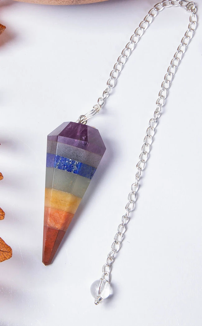 Crystals Witchcraft Faceted Pendulum | Rainbow Chakra 3 Crystals Witchcraft Faceted Pendulum | Rainbow Chakra