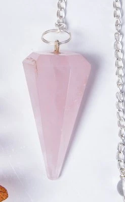 Crystals Witchcraft Faceted Pendulum | Rose Quartz