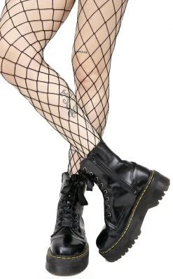 Music Legs Festival Fencenet Stockings In Black