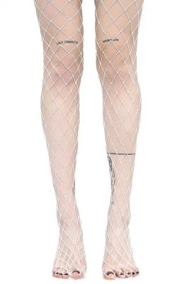 Music Legs Festival Fencenet Stockings In White Clothing