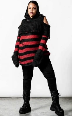 Killstar Freddy Hooded Knit Sweater Clothing