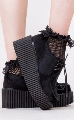 Music Legs Frills N Spills | Black Ruffled Fishnet Socks Clothing