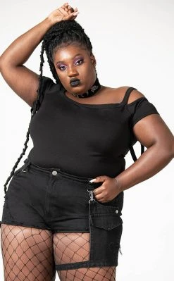 Killstar Clothing Fury Road Denim Garter Shorts