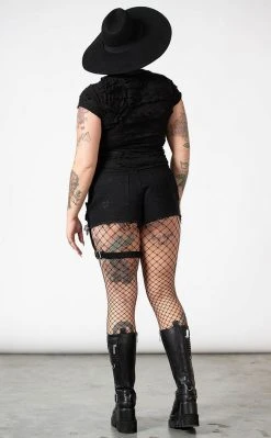 Killstar Clothing Fury Road Denim Garter Shorts