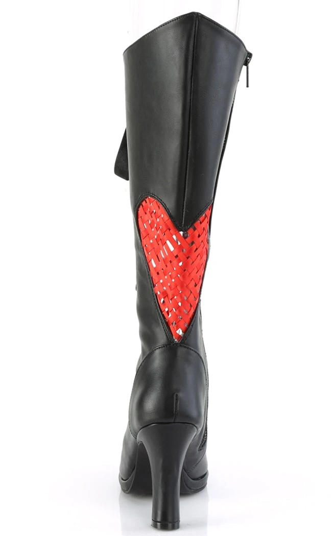 Demonia GLAM-243 Black Heart Knee High Boots Shoes 6 Demonia GLAM-243 Black Heart Knee High Boots Shoes