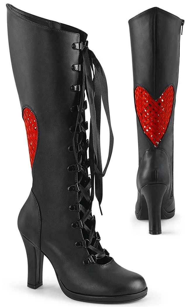Demonia GLAM-243 Black Heart Knee High Boots Shoes 3 Demonia GLAM-243 Black Heart Knee High Boots Shoes