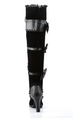 Demonia GLAM-300 Black Thigh High Boots Shoes