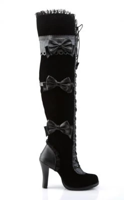 Demonia GLAM-300 Black Thigh High Boots Shoes