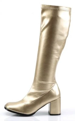Funtasma GOGO-300 Gold Stretch Vegan Leather Gogo Boots