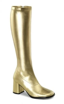 Funtasma GOGO-300 Gold Stretch Vegan Leather Gogo Boots