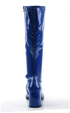 Funtasma GOGO-300 Navy Blue Stretch Patent Gogo Boots