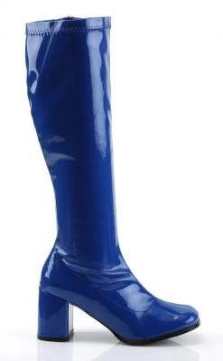 Funtasma GOGO-300 Navy Blue Stretch Patent Gogo Boots