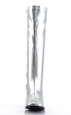 Funtasma GOGO-300 Silver Stretch PU Gogo Boots