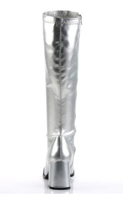 Funtasma GOGO-300 Silver Stretch PU Gogo Boots