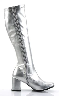 Funtasma GOGO-300 Silver Stretch PU Gogo Boots