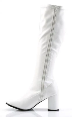 Funtasma GOGO-300 White Stretch Vegan Leather Boots
