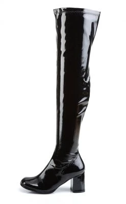 Funtasma GOGO-3000 Black Stretch Patent Thigh High Boots