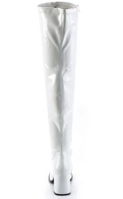 Funtasma GOGO-3000 White Stetch Patent Thigh High Boots