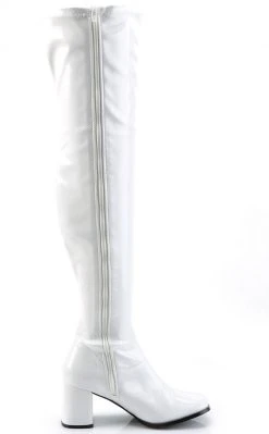 Funtasma GOGO-3000 White Stetch Patent Thigh High Boots