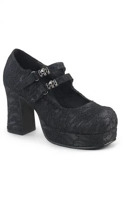 Demonia GOTHIKA-09 Black Lace Mary Jane Heels (Last Pair: Size 8)
