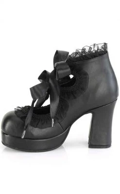 Demonia GOTHIKA-53 Black Frilly Mary Jane Heels Shoes
