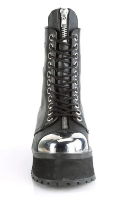 Demonia Shoes GRAVEDIGGER-10 Black Vegan Leather Ankle Boots