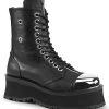 Demonia Shoes GRAVEDIGGER-10 Black Vegan Leather Ankle Boots 1 Demonia Shoes GRAVEDIGGER-10 Black Vegan Leather Ankle Boots