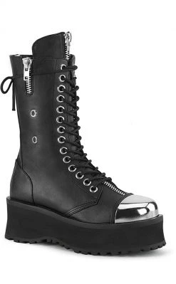 Demonia GRAVEDIGGER-14 Black Vegan Leather Boots Shoes