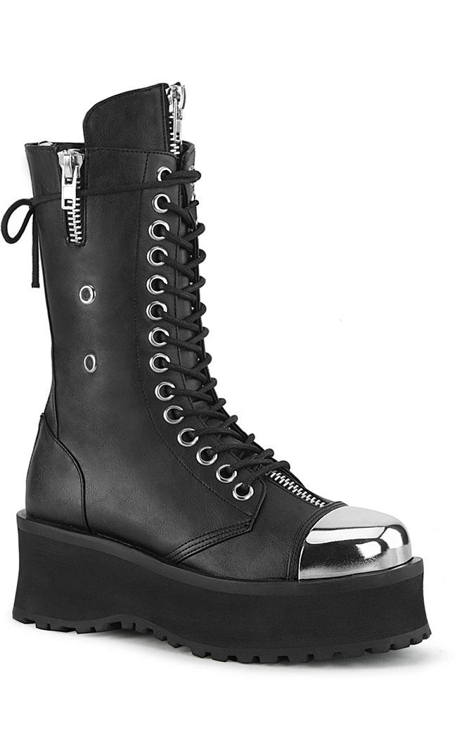 Demonia GRAVEDIGGER-14 Black Vegan Leather Boots Shoes 3 Demonia GRAVEDIGGER-14 Black Vegan Leather Boots Shoes