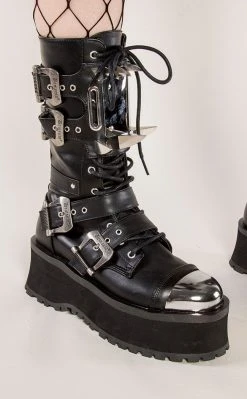 Demonia GRAVEDIGGER-250 Black Vegan Leather Boots (Au Stock)