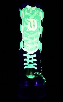 Demonia GRAVEDIGGER-255 Black & UV Green Harness Boots Shoes
