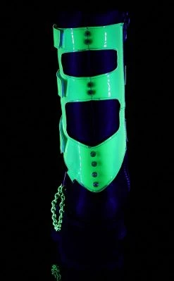 Demonia GRAVEDIGGER-255 Black & UV Green Harness Boots Shoes