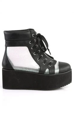Demonia Shoes GRIP-102 Glitter Sneaker Ankle Boots