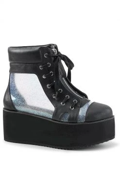 Demonia Shoes GRIP-102 Glitter Sneaker Ankle Boots