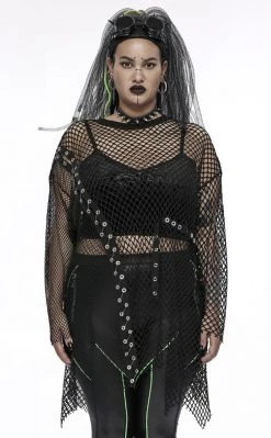 Punk Rave Glitchcore Mesh Top | Plus Size